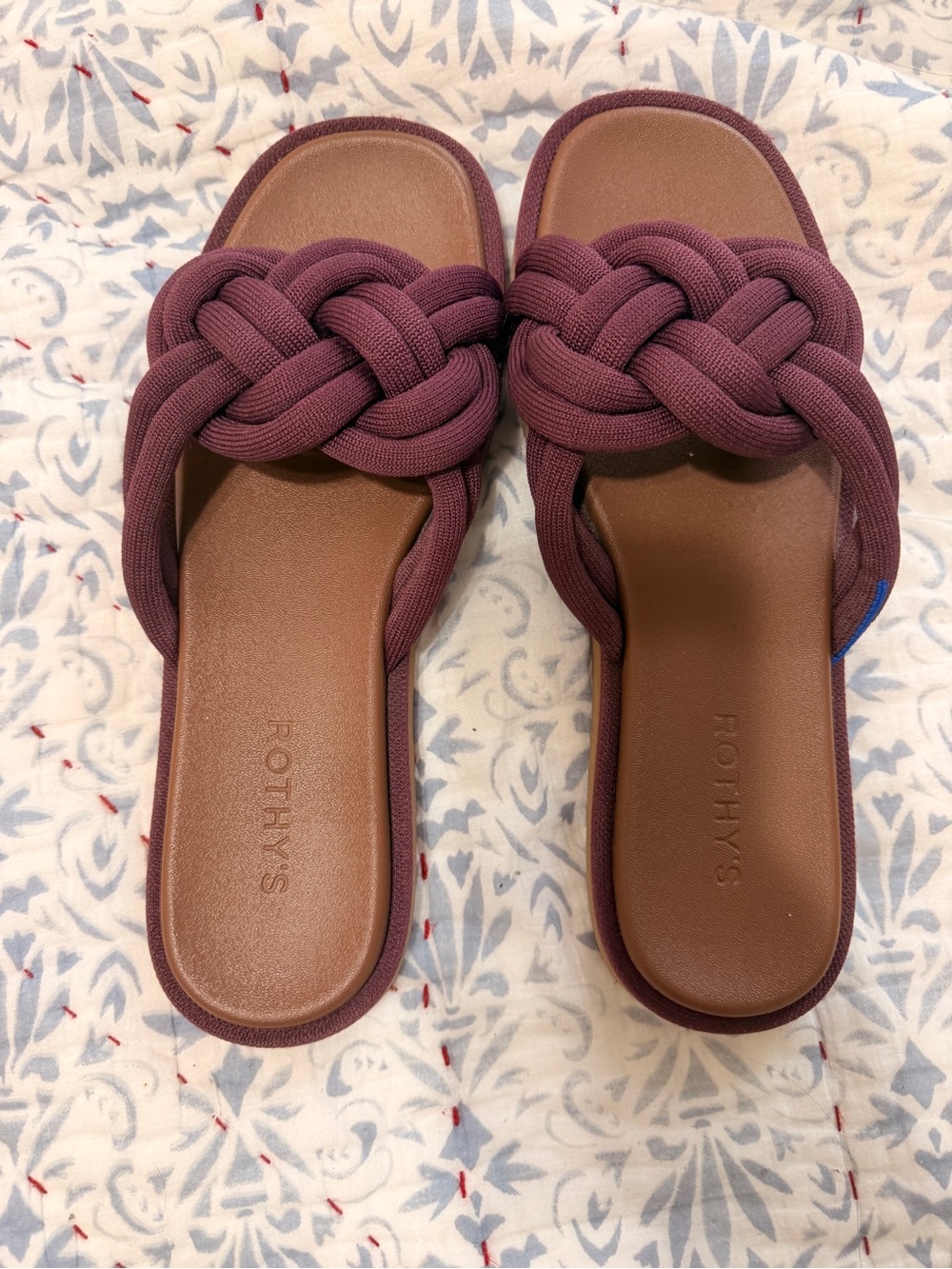 Rothy's Braided Slide Sandals in Plum & Brown